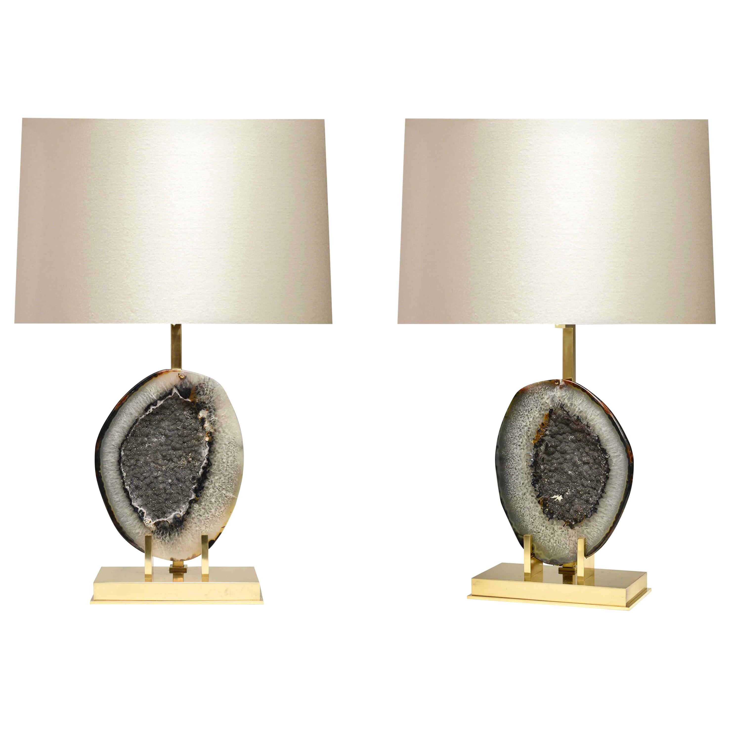 Paire de lampes en agate de Phoenix en vente