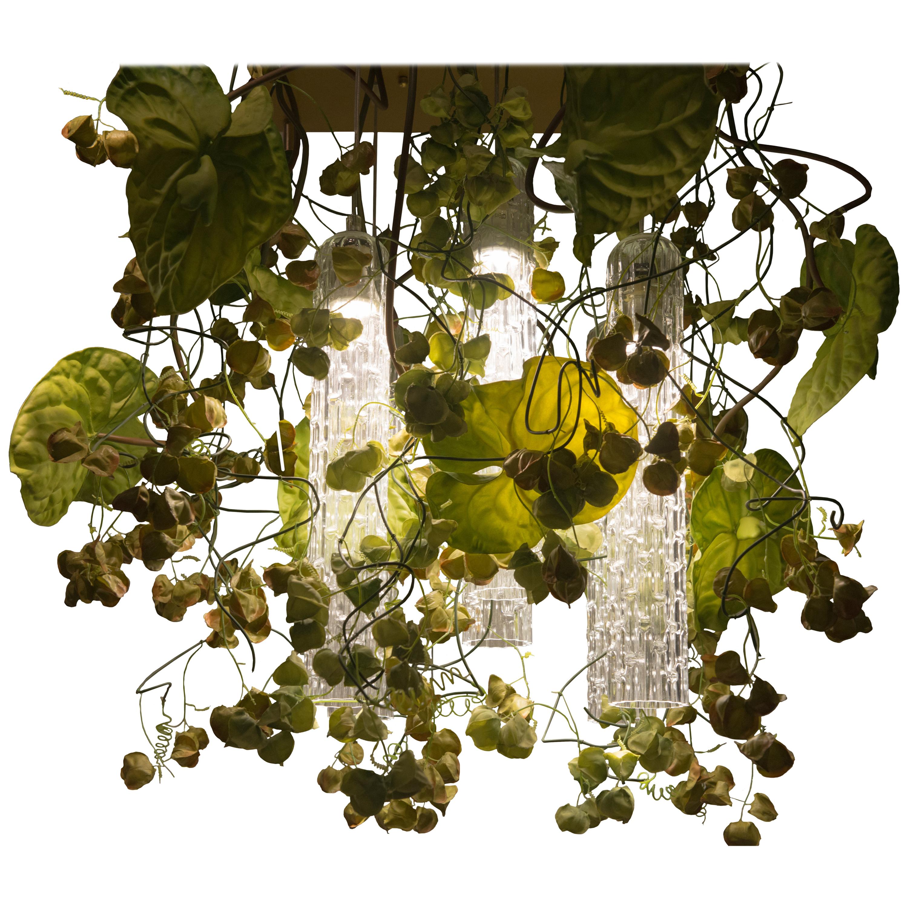 Flower Power Physalis and Anthurium, Kronleuchter mit Blumenmotiv, H 80 65x65, Italien im Angebot