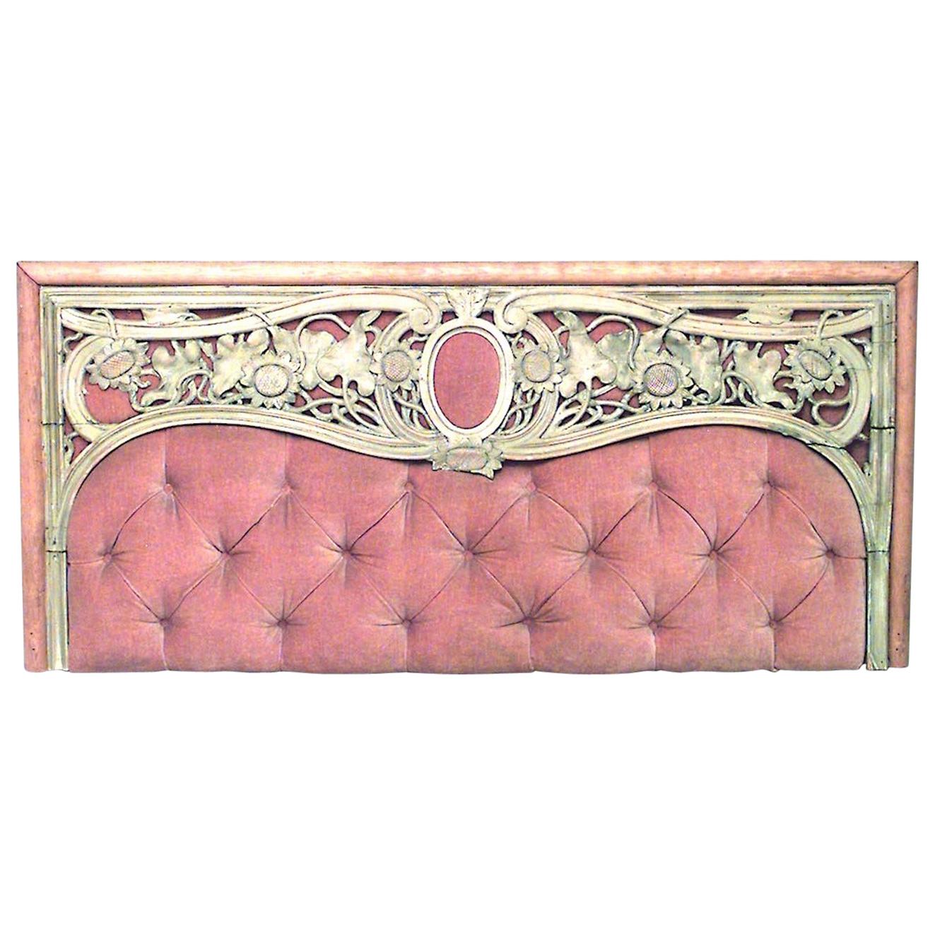 Art Nouveau Pink Velvet Wall Panel For Sale