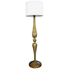 Murano Bronze and Gold Glass Floor Lamp
