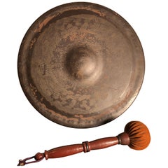 Japanese Big Antique Hand Cast Bronze Garden Gong Soothing Deep Sound