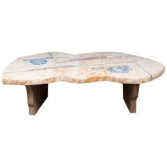 Table basse unique de Jean-Pierre Viot avec plateau en céramique et base en bois, 2017