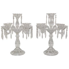 Pair of Heavy Waterford Style Candelabra