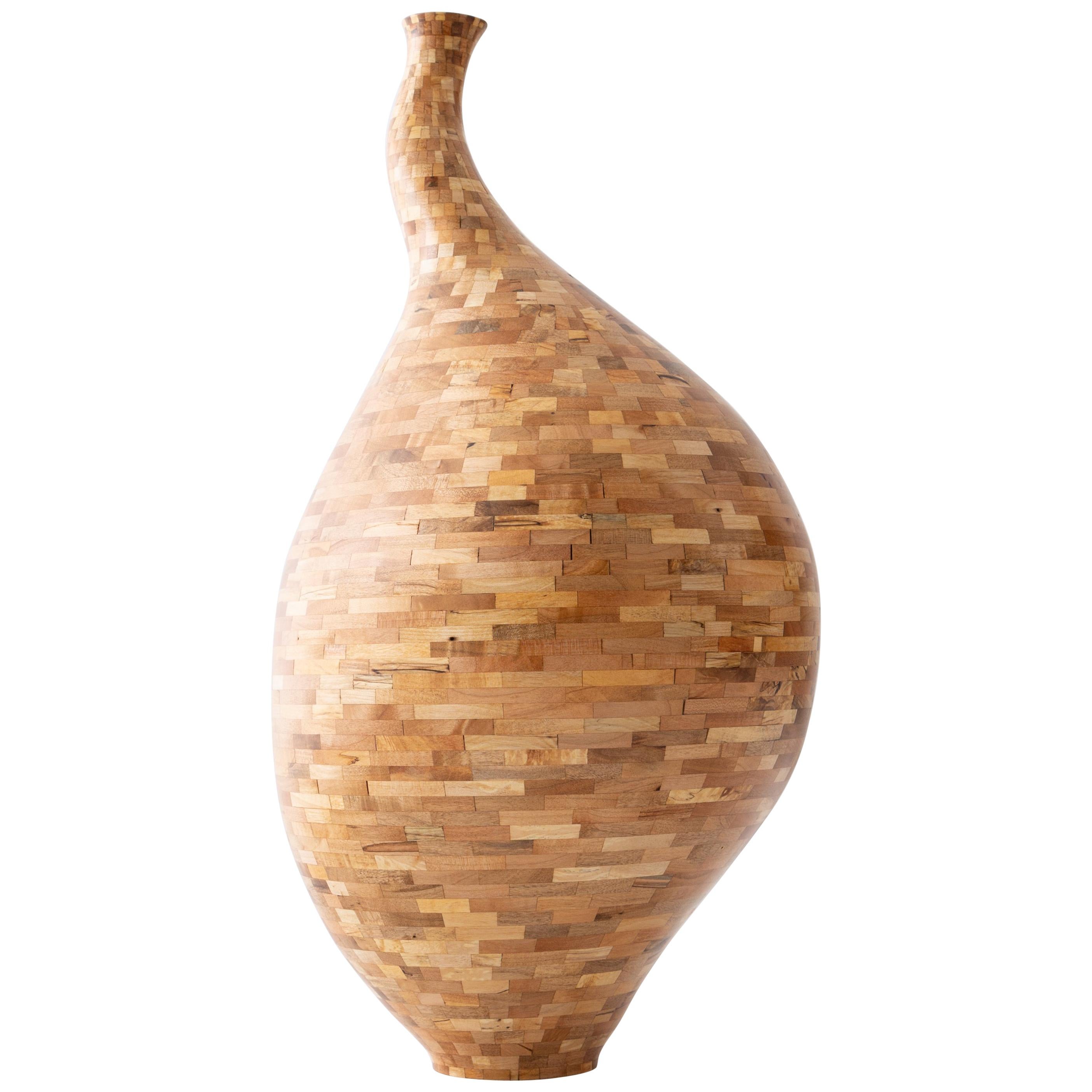 Contemporary Spalted Maple Goose Neck Vase #1 by Richard Haining, Available Now