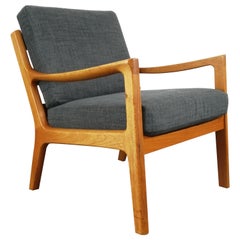 Ole Wanscher France & Son Denmark 1960s Teak Lounge Chair, Grey Upholstery