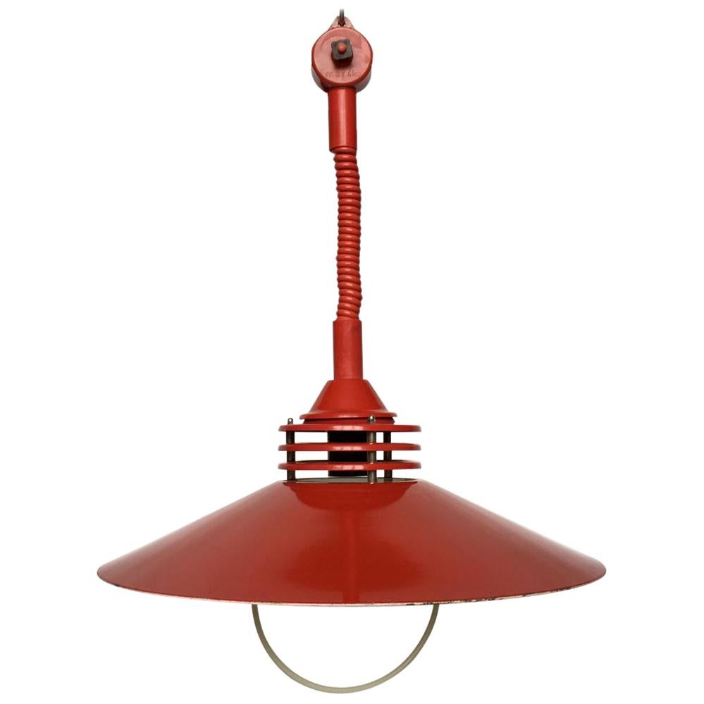 Vintage Estonian Red Metal Pendant Lamp from Zesi Nowe, 1970s For Sale