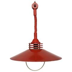 Vintage Estonian Red Metal Pendant Lamp from Zesi Nowe, 1970s