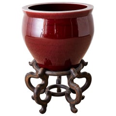 Chinese Sang De Boeuf Oxblood Jardiniere on Stand
