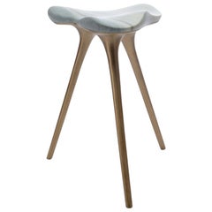 Nuvola Stool in Vermont Marble and Bronze by Stephen Shaheen