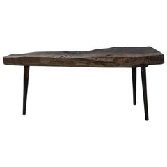 Petite table n°1 contemporaine de style brutaliste en chêne massif et huile de lin