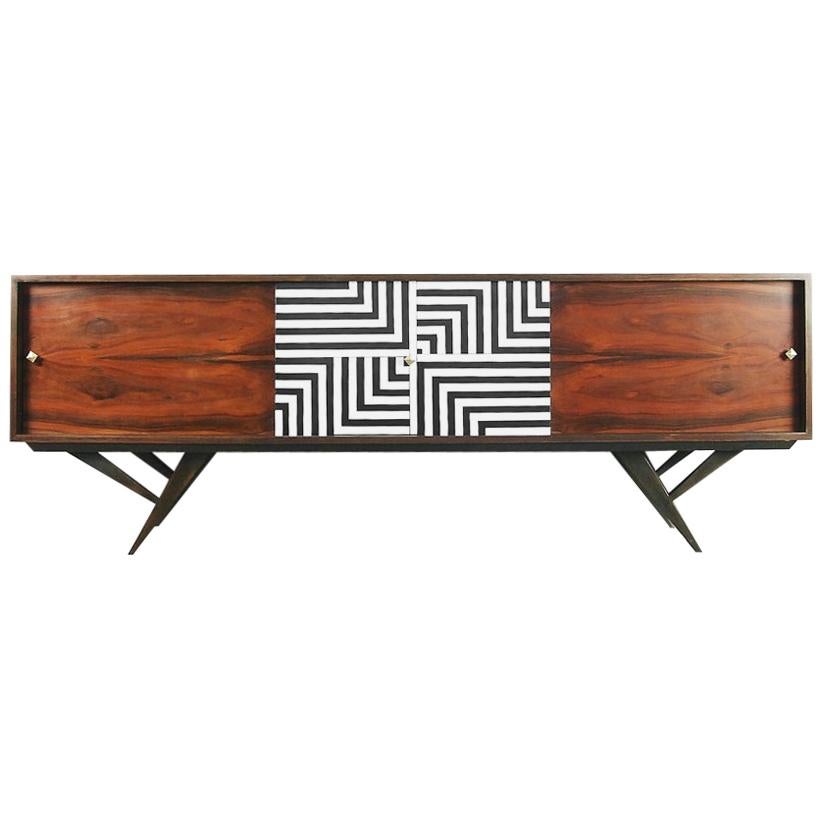 Mid-Century Modern Rosewood Organic Sideboard with Labyrinth Pattern, 1960s