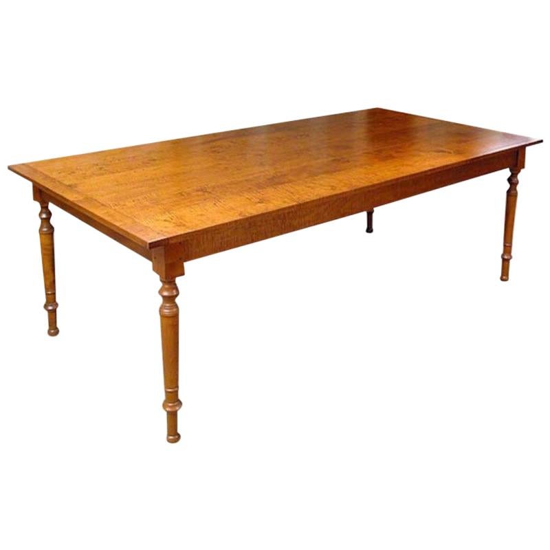 Reproduction Tiger Maple Farm Table For Sale