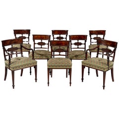 Antique Fine Set of Eight George III Sheraton Period 18th Century Carved Mahogany Dining