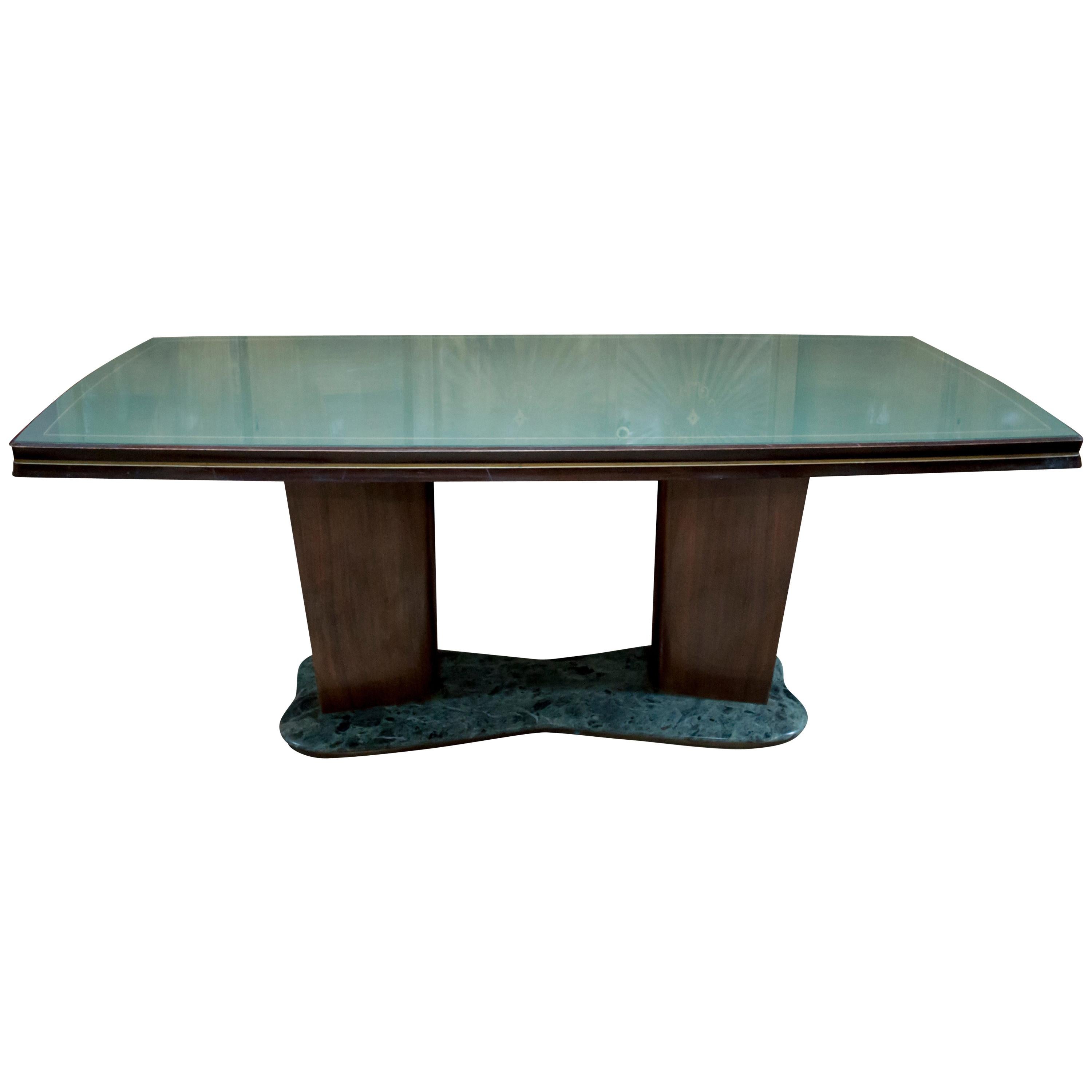 Vittorio Dassi Midcentury Italian Glass and Marble Dining Table, 1950s