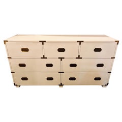 Baker Campaign Chest Having Bronze Pull Spectacular White Lacquer Finish