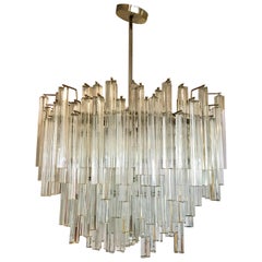 Signed Camer Glass Midcentury Venini, Italy Monumental Waterfall Chandelier