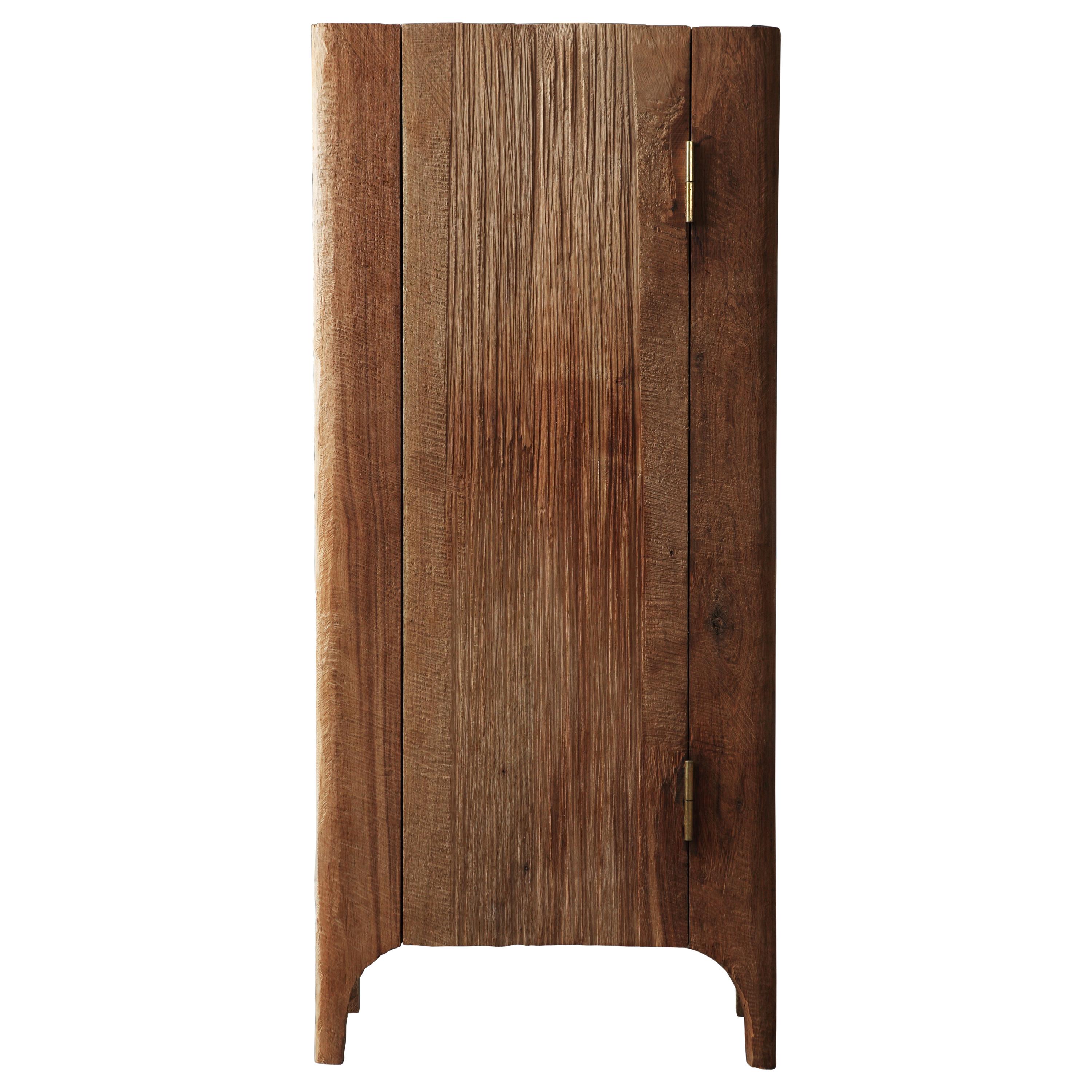 Contemporary Brutalist Style Wardrobe in Solid Oak and Linseed Oil For Sale