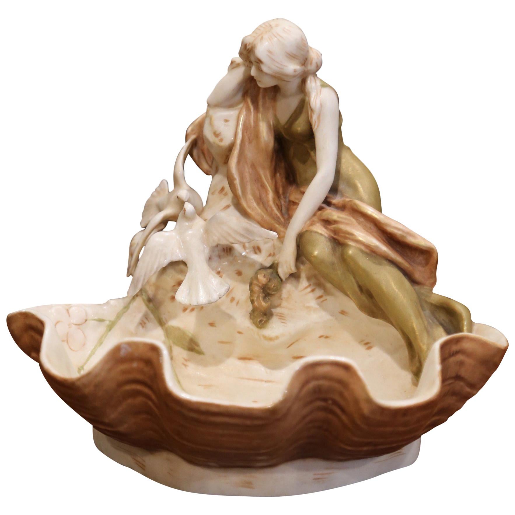 Early 20th Century Czech Royal Dux Bohemian Carved Porcelain Sculpture 
