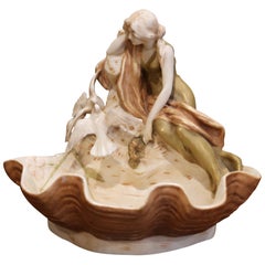Antique Early 20th Century Czech Royal Dux Bohemian Carved Porcelain Sculpture 