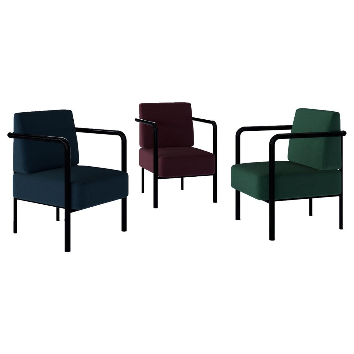 Zeitgenössischer Sessel im Vintage-Stil 'Tilda' in Rot, Blau und Grün