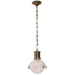 Antique Three-Piece Holophane Pendant Light, 1915