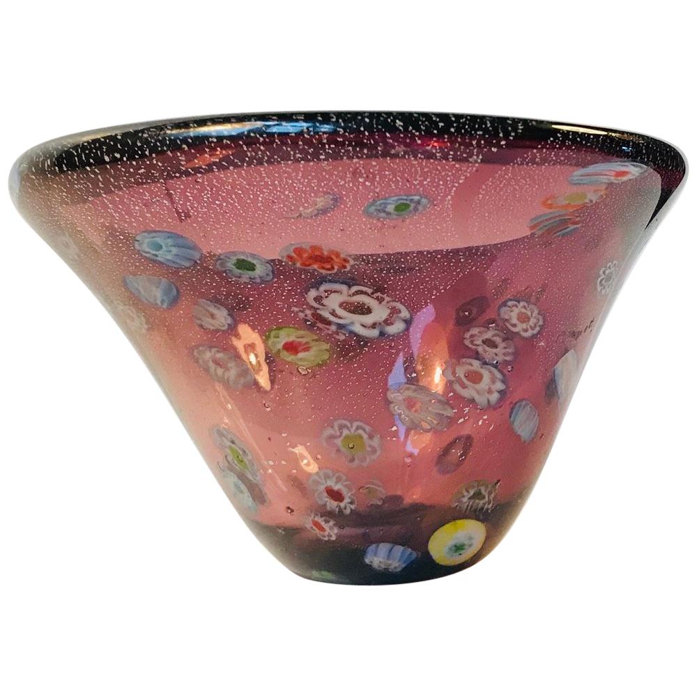 Midcentury Millefiori Murano Glass Bowl, 1970s