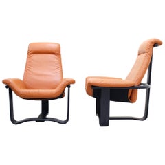 Vintage Westnofa Model Manta Cognac Leather Lounge Chair