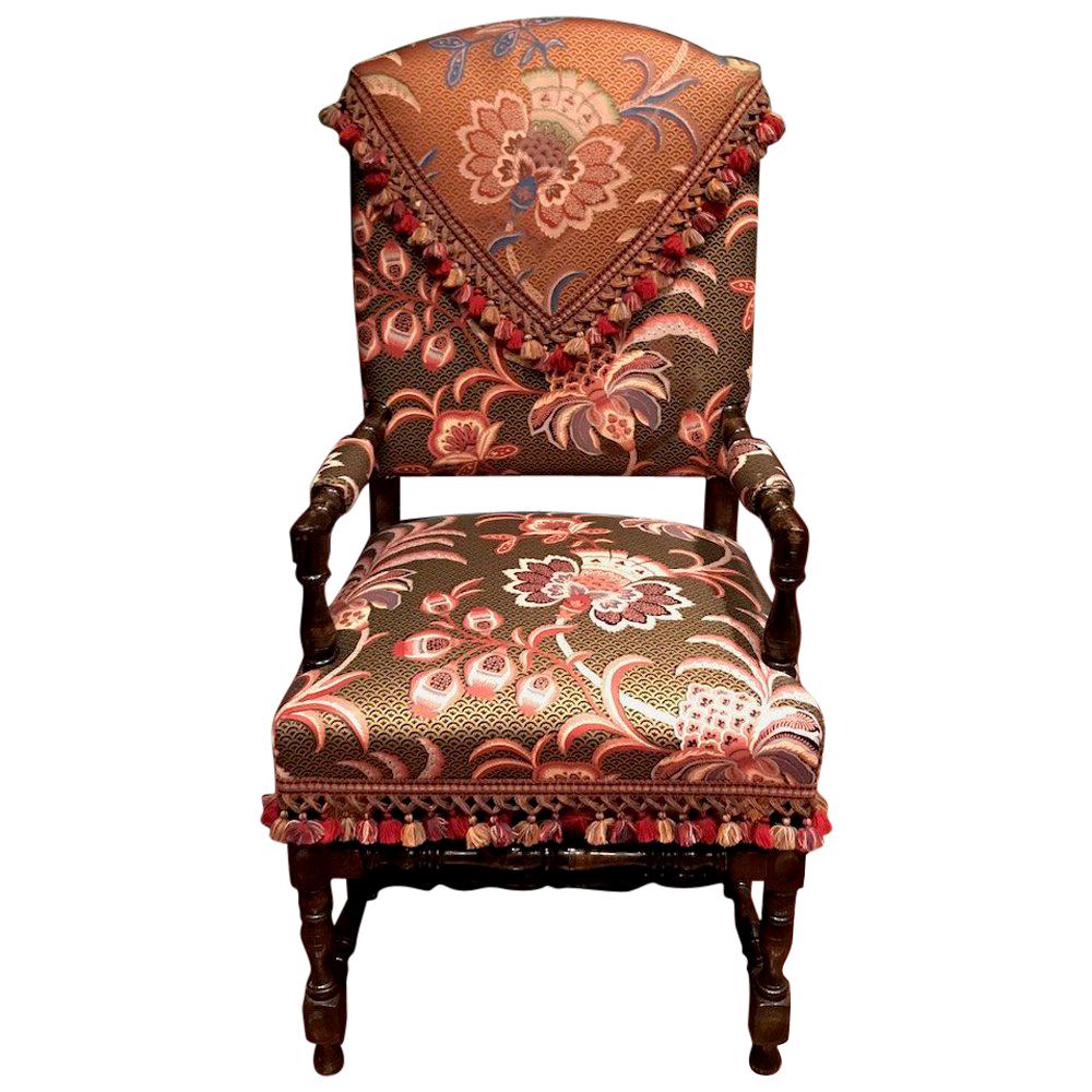 Jacquard Style Mahogany Dining Chairs For Sale at 1stDibs