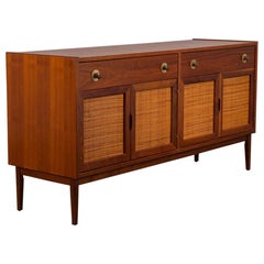 Mid-Century Modern Woven Cane Cabinet Credenza