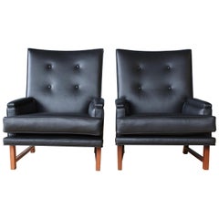 Pair of Leather Armchairs by Edward Wormley for Dunbar, USA, 1950s