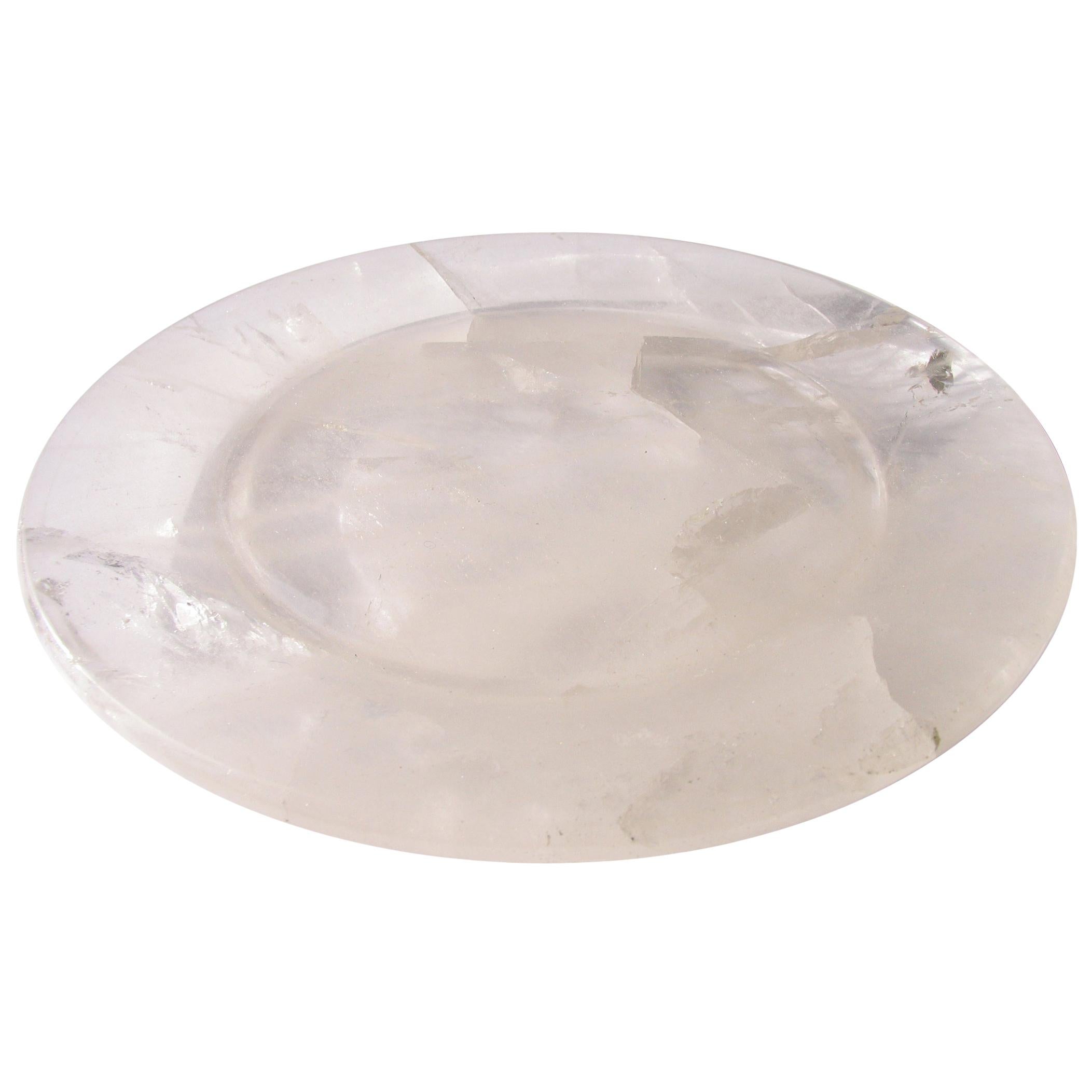 Solid Rock Quartz Crystal Circular Centerpiece Tray For Sale