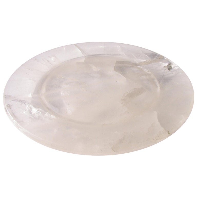 Rock Quartz Crystal Circular Centerpiece Tray For Sale at 1stdibs