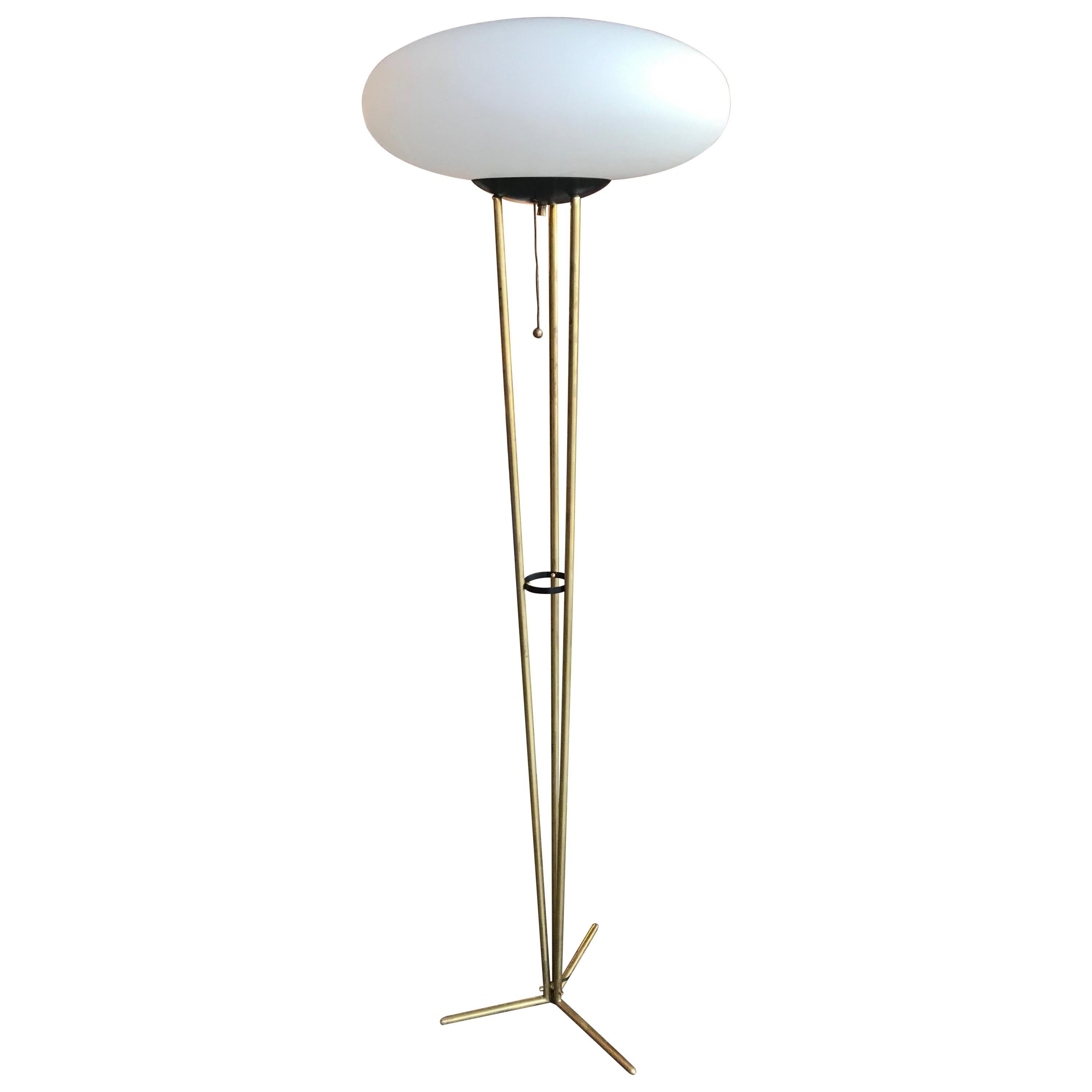 Stilnovo Tripod Floor Lamp in Brass, Italy, 1960s