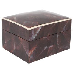 Organic Modern Lacquered Pen Shell Decorative Box with Bone Trim
