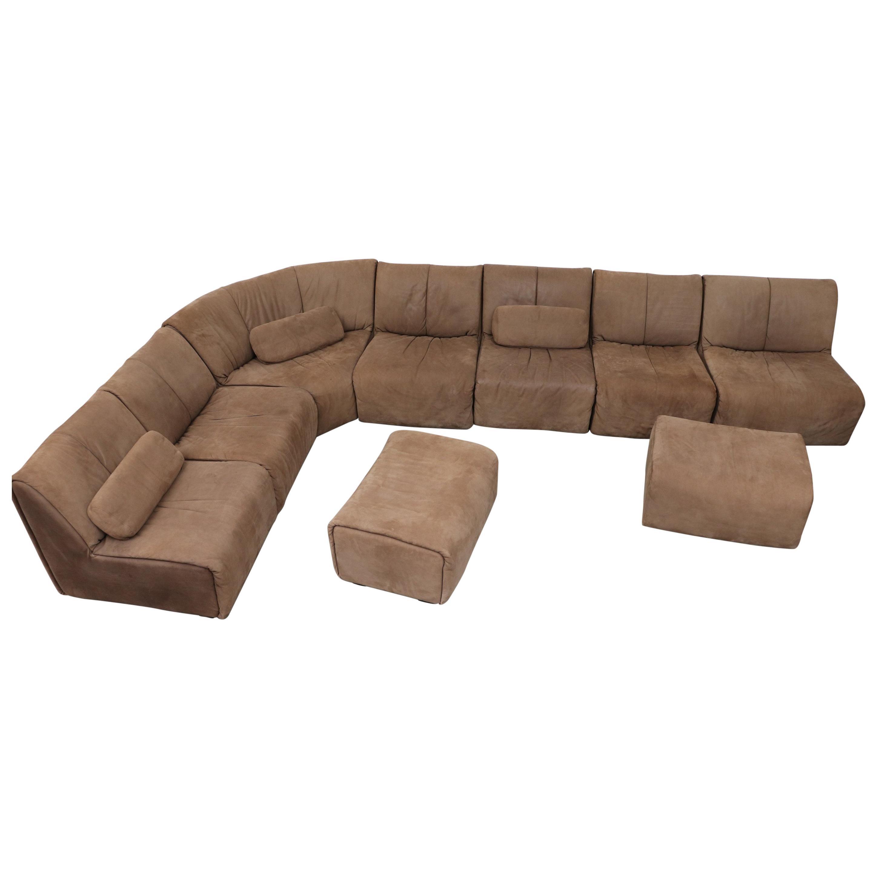 Large COR Leather Modular Sectional Sofa with 2 Ottomans