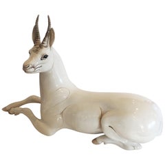 Vintage Art Deco Huge Ronzan Deer or Gazelle Sculpture Figurine