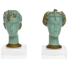 Antique Set of Art Deco Chalk Ware Bust