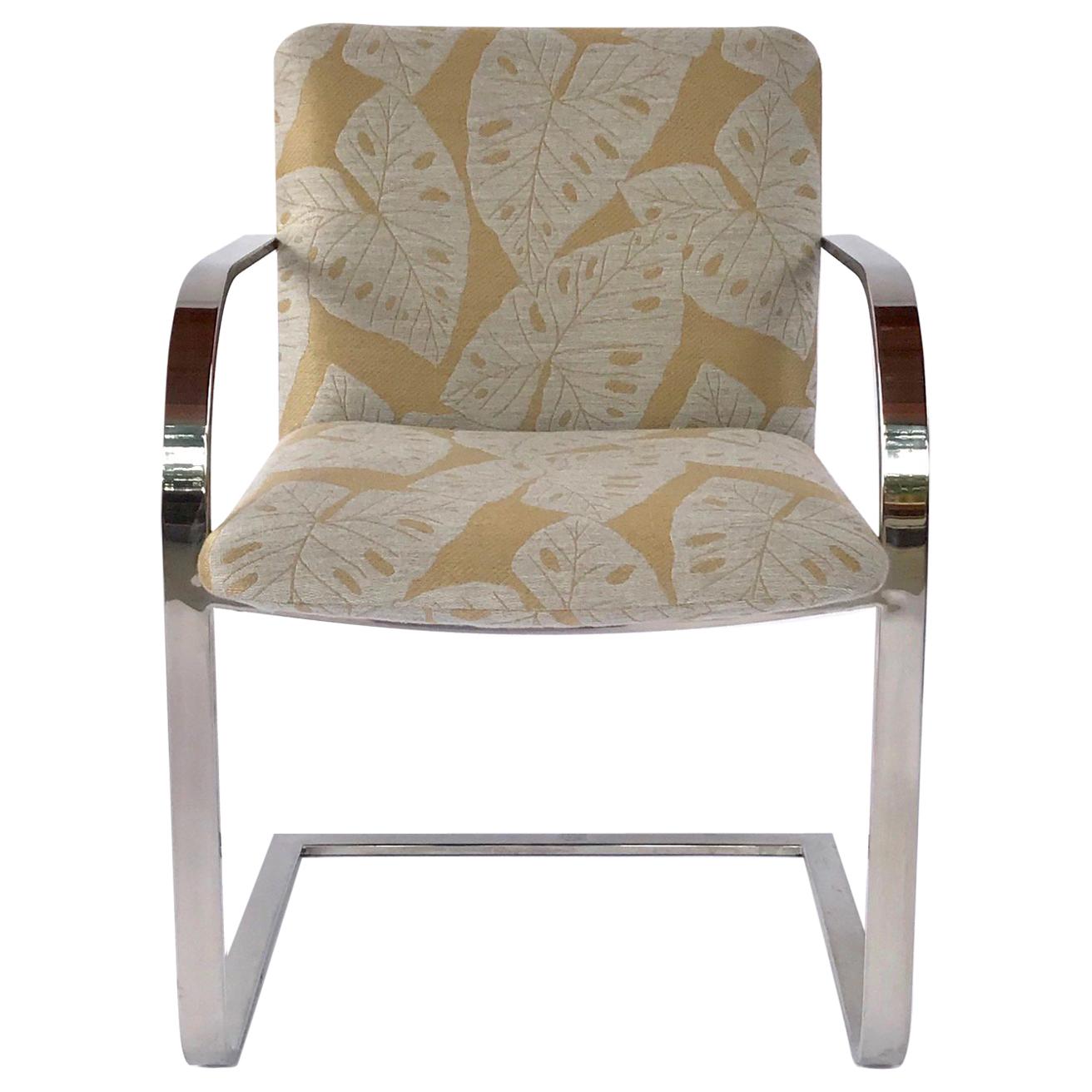 Mid-Century Modern Chrome Desk Chair with Tropical Print by Brueton