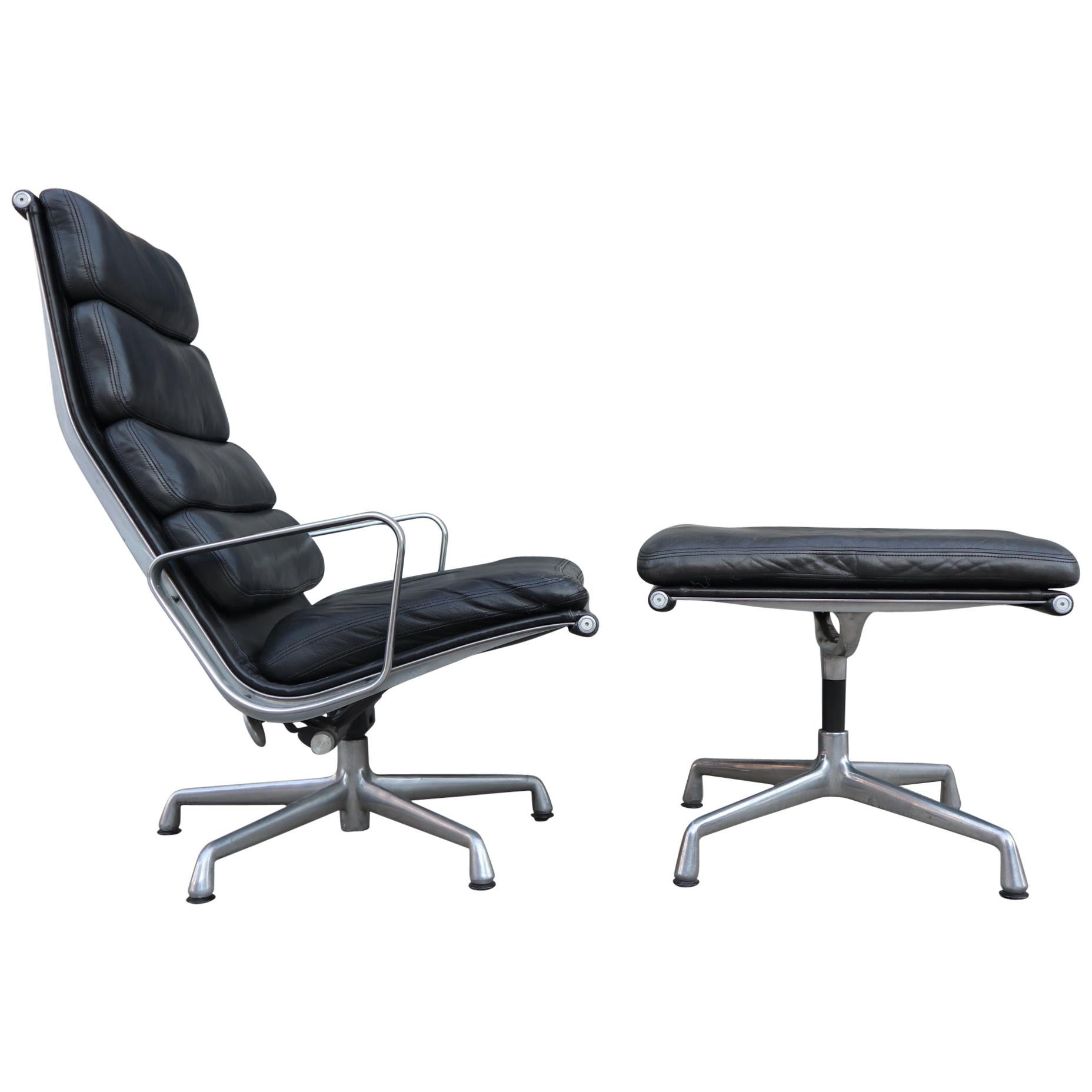 Elegant Eames Soft Pad Lounge and Ottoman for Herman Miller