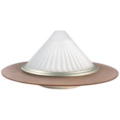 Arteluce Ribbed Cone Satinated Glass Flush Mount by Enzo Didione, Italy, 1980s