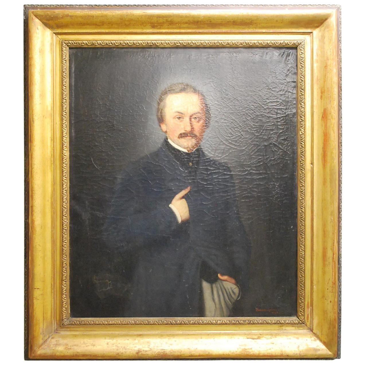 Large Antique Painting of an English Victorian Gentleman For Sale