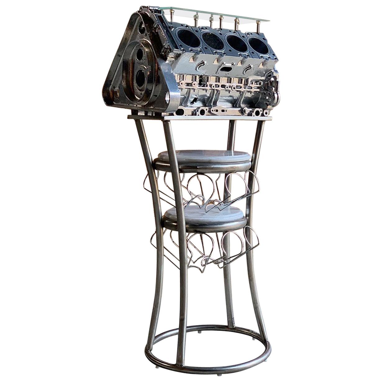 Wine Rack Twenty Bottles V8 Engine Block Steampunk Chromed Unique