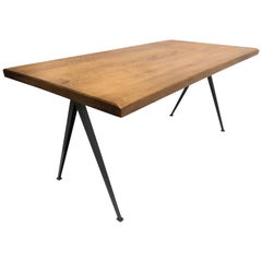 Vintage Wim Rietveld 1st Edition Oak Top 'Pyramid' Compass Table Ahrend the Cirkel 1959