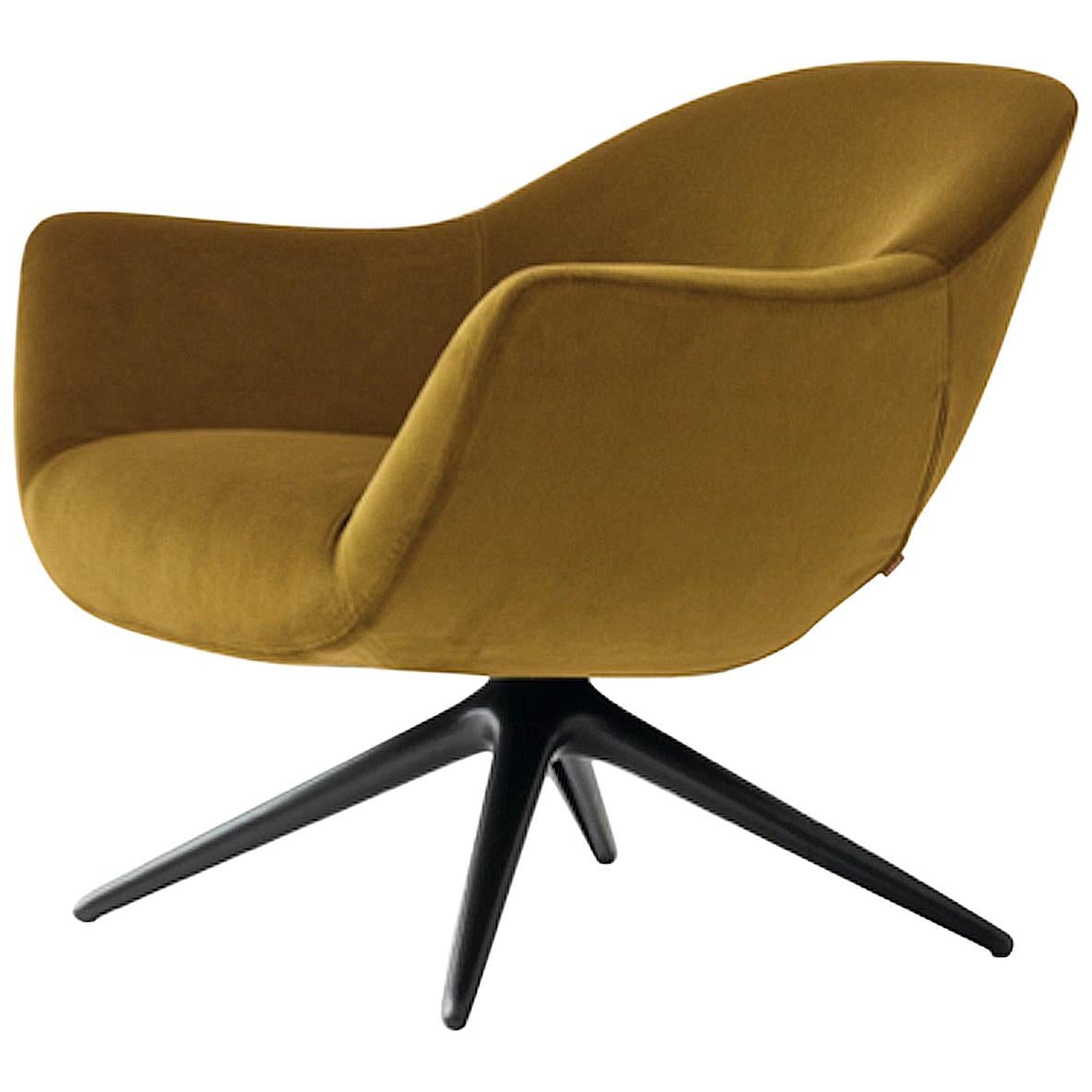 Mad Revolving Armchair in Ochre Yellow Velvet by Marcel Wanders for Poliform For Sale