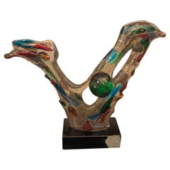 Mid-Century Modern Murano Glass Abstract Sculpture by Cadoni, circa 1970
