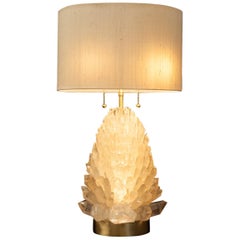 Natural Rock Crystal Table Lamp, Signed by Demian Quincke