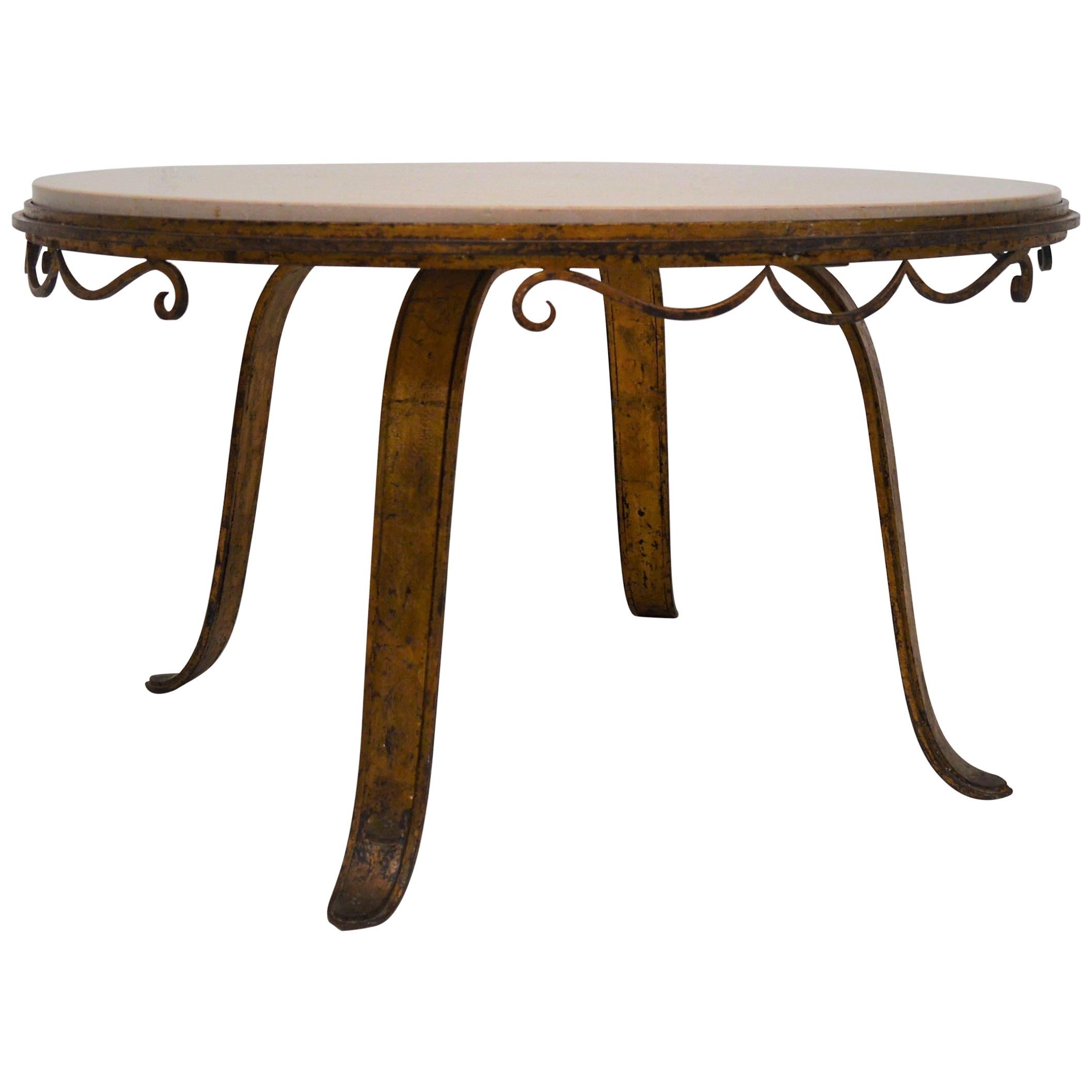 Art Deco Cast-Iron Gilded Coffee Table in the Style of Raymond Subes
