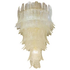 Extra Large Clear Murano Glass Mid-Century Modern Chandelier, Barovier style