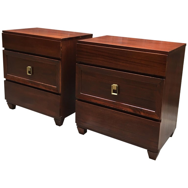 Pair of 1950s Mahogany Streamlined Moderne Dressers For Sale at 1stdibs
