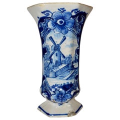 18th Century Delft Trumpet Shaped Vase
